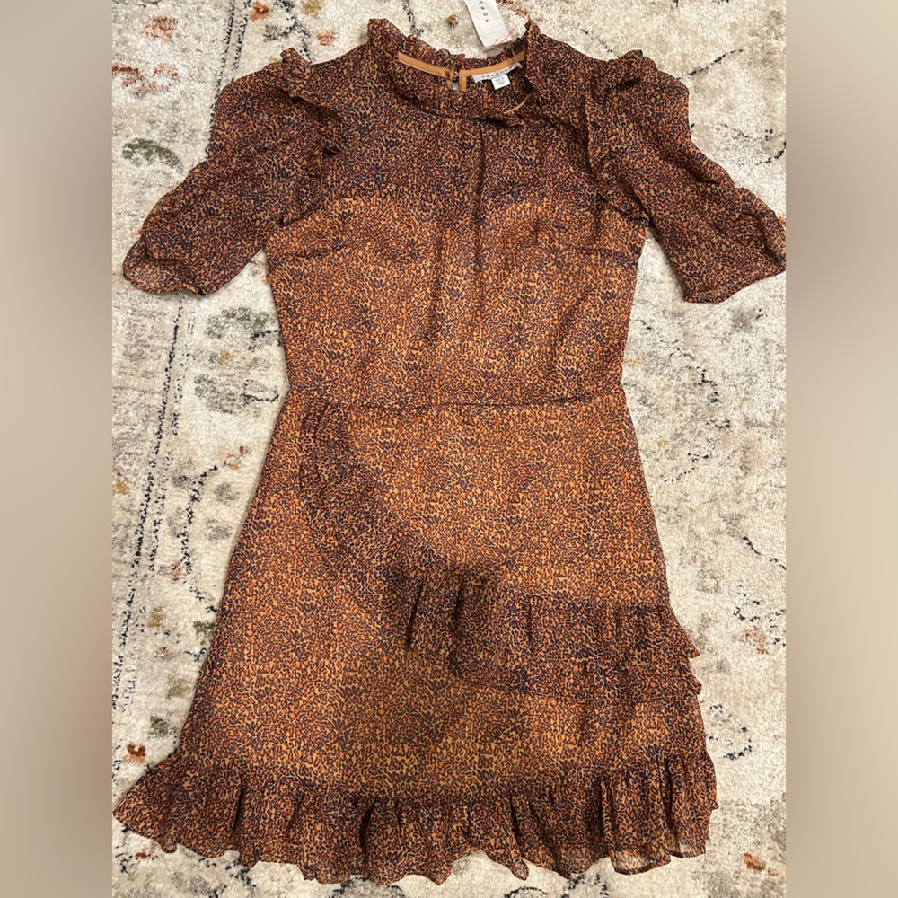 Topshop Leopard Print Dress in Brown and Orange